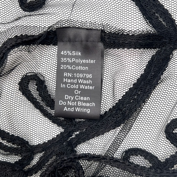 Pretty Angel Black Sheer Lace Embroidery Tunic / Swimsuit Cover Up Women’s Large - Picture 8 of 8